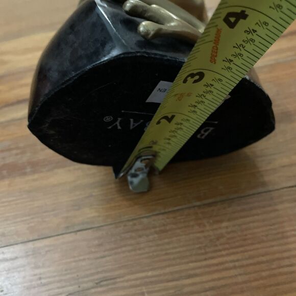 Bombay Brass Tree Frog on Black Rock Sculpture Home Office Free Standing - Picture 11 of 12